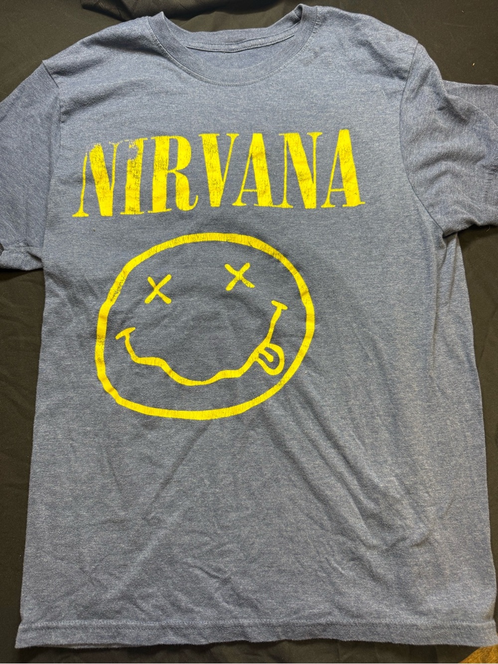NIRVANA Heather Blue Short Sleeve Tee with Yellow Logo